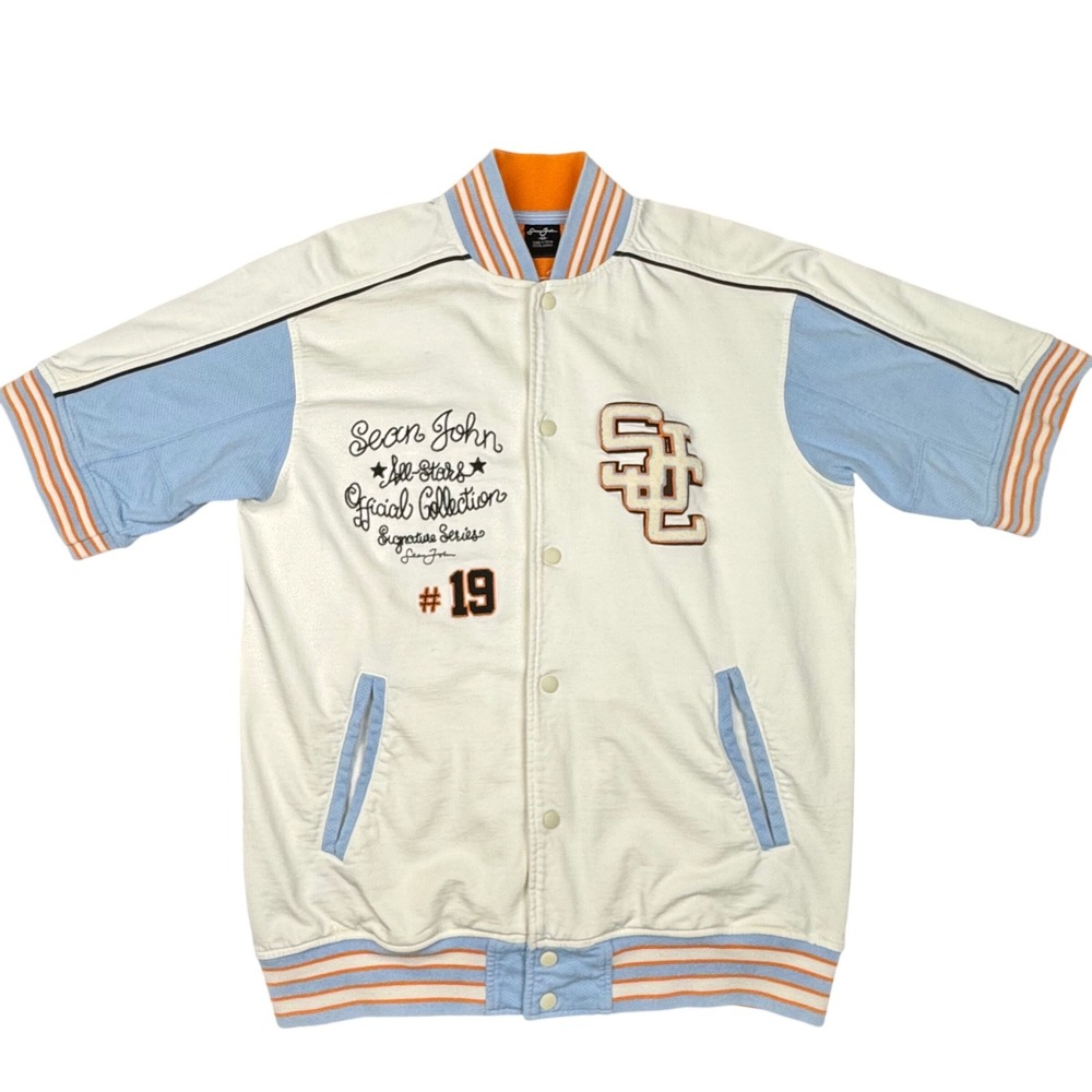 Sean John Varsity Jacket Men M Short Sleeve Embroidered All-Stars #19 Collection